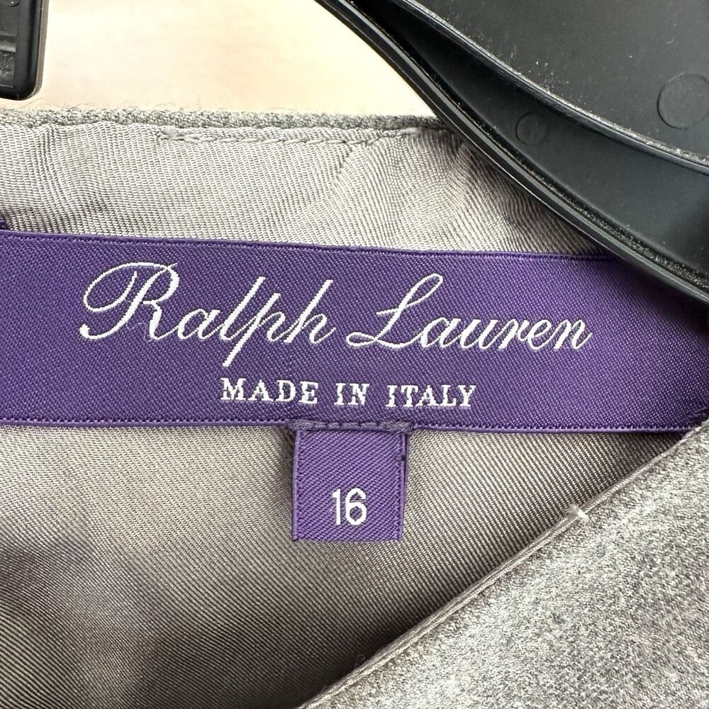Ralph Lauren Dress 16 Purple Label Gray Wool Silk Lining Sheath Rhinestone Glam - Picture 2 of 8